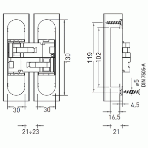 Петли скрытого монтажа SILLUR S-230 хром