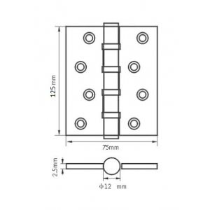 Петля стальная 125*75*2,5, 4 подшипника, б/колп., бронза античная