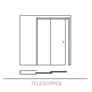 Пенал KIT TELESCOPIC SINGLE 1740x2100мм сдвигать двухстворчатую раздвижную дверь в одну сторону, (под обрамление)