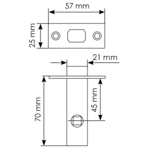 L6-45 PG, защелка межкомнатная, золото