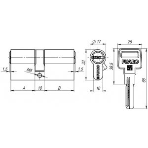 Цилиндровый механизм R600/70 mm (30+10+30) CP хром 5 кл.