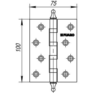 Петля универсальная IN4400UA-BL AB (4BB/A/BL 100x75x2,5) бронза БЛИСТЕР