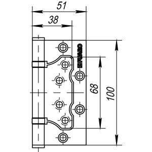 Петля универсальная без врезки IN4500W-BL AC (500-2BB/BL 100x2,5) медь БЛИСТЕР