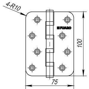 Петля универсальная IN4400U-R10 SN (4BB-R10 100x75x2,5) мат. никель