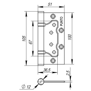 Петля универсальная без врезки IN4200W AB (200-2B 100x2,5) бронза