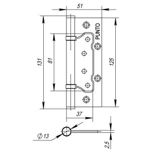 Петля универсальная без врезки IN5200W AB (200-2B 125x2,5) бронза