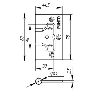 Петля универсальная без врезки IN3200W CF (200-2B 75x2,5) кофе