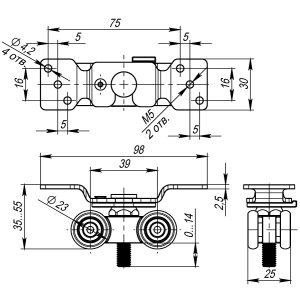 Комплект роликов для раздвижных дверей DIY Comfort 60/4 kit (877)