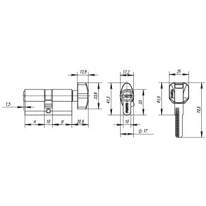 Цилиндровый механизм с вертушкой Z402/100 mm (50+10+40) CP хром 5 кл.