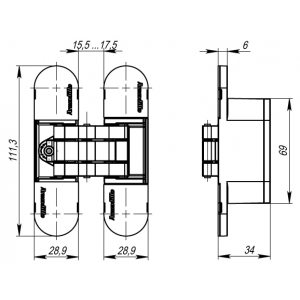 Петля скрытой установки U3D6000 SC (11160UN3D) мат. хром