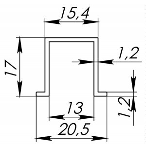 Нижняя направляющая Comfort R 60/80/1000 bottom track (1 м)