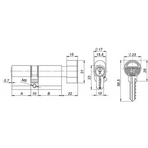 Цилиндровый механизм с вертушкой 100 ZM 80 mm (35+10+35) CP хром 5 кл.