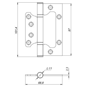 Петля универсальная без врезки IN4000W AB (100/P-2B 100x2,3) бронза