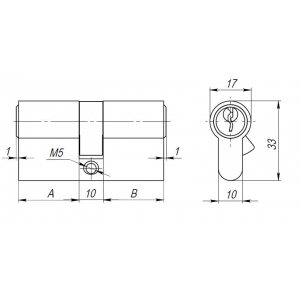 Цилиндровый механизм AX100/70 mm (30+10+30) PB латунь 5 кл.