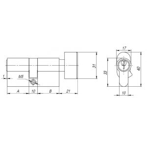 Цилиндровый механизм с вертушкой AX102/70 mm (30+10+30) CP хром 5 кл.