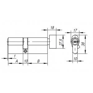 Цилиндровый механизм с вертушкой AX202/60 mm (25+10+25) CP хром 5 кл.