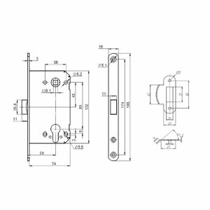 Корпус замка PL85-50 BL (черный)