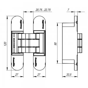 Петля скрытой установки U3D7000 SC (12060UN3D) мат. хром TECH